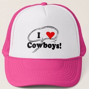 I Love Cowboys Pink Trucker Hat